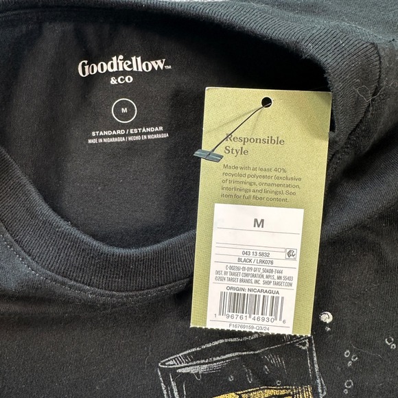 Goodfellow Co T Shirt M Men Black Fizz The Season Graphic Short Sleeve Crew Neck - Picture 4 of 6